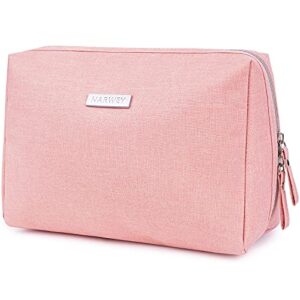 large makeup bag zipper pouch travel cosmetic organizer for women (large, pink)