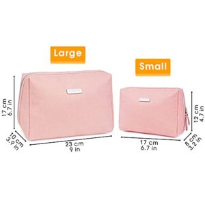 Large Makeup Bag Zipper Pouch Travel Cosmetic Organizer for Women (Large, Pink)