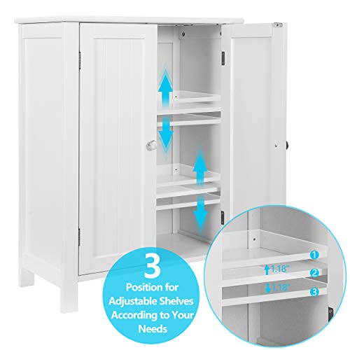 SUPER DEAL Modern Bathroom Floor Storage Cabinet with Adjustable Shelf and Double Door Rust Proof, Living Room Modern Home Furniture Storage Organizer Cabinet