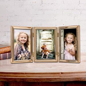 Lawrence Frames 11746T Classic Bead Picture Frame, 4x6 Triple, Gold