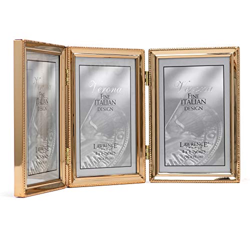 Lawrence Frames 11746T Classic Bead Picture Frame, 4x6 Triple, Gold