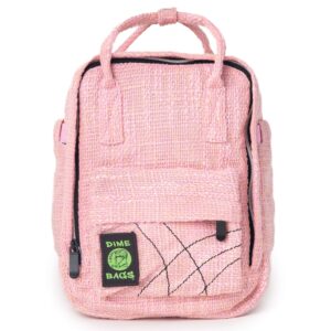 dime bags hot box mini backpack | multi pocket small backpack made of premium hemp and recycled materials | travel bag (pink)