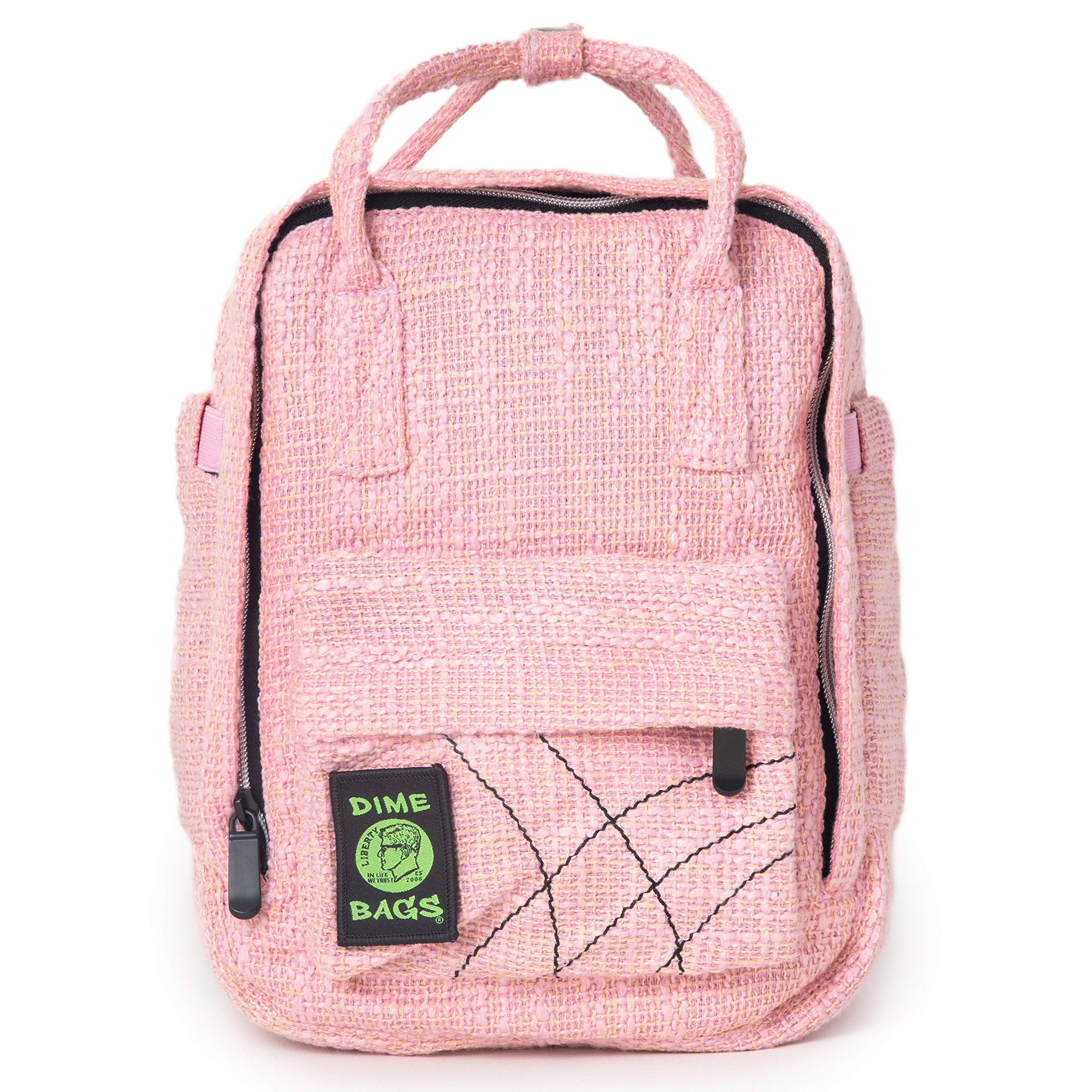 DIME BAGS Hot Box Mini Backpack | Multi Pocket Small Backpack made of Premium Hemp and Recycled Materials | Travel Bag (Pink)