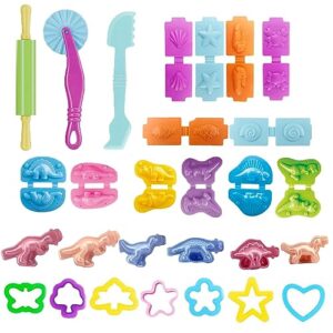 ywong dinosaur dough tool kit play dough tools set in various animal molds for creative dough cutting