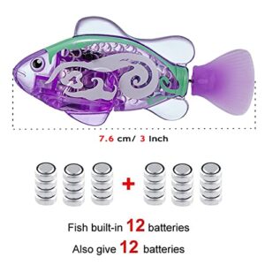 LAVIZO Interactive Robot Fish Toys for Cat/Dog(6 Pcs), Activated Swimming in Water with LED Light, Swimming Bath Plastic Fish Toy Gift to Stimulate Your Pet's Hunter Instincts