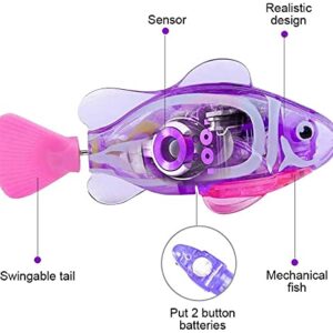 LAVIZO Interactive Robot Fish Toys for Cat/Dog(6 Pcs), Activated Swimming in Water with LED Light, Swimming Bath Plastic Fish Toy Gift to Stimulate Your Pet's Hunter Instincts