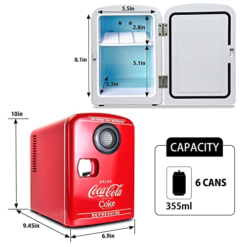 Coca-Cola KWC4-BT Compact Refrigerator, Red/White