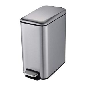 hilfa 5 liter/ 1.3 gallon compact stainless steel rectangular step trash can, bathroom trash can, kitchen trash can,kitchen waste bins,brushed,sb3200-br