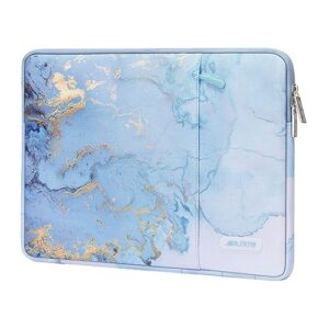 mosiso laptop sleeve compatible with macbook air/pro, 13-13.3 inch notebook, compatible with macbook pro 14 inch 2023-2021 a2779 m2 a2442 m1, polyester vertical watercolor marble bag, blue