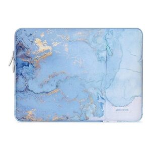 MOSISO Laptop Sleeve Compatible with MacBook Air/Pro, 13-13.3 inch Notebook, Compatible with MacBook Pro 14 inch 2023-2021 A2779 M2 A2442 M1, Polyester Vertical Watercolor Marble Bag, Blue