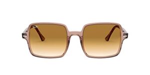 ray-ban women's rb1973 square ii sunglasses, transparent light brown/clear gradient brown, 53 mm
