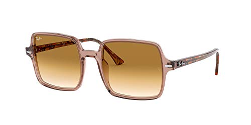 Ray-Ban Women's RB1973 Square II Sunglasses, Transparent Light Brown/Clear Gradient Brown, 53 mm