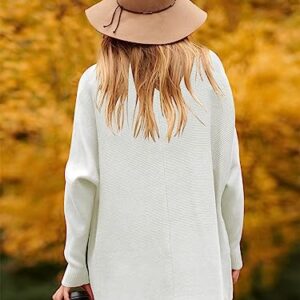 ANRABESS Womens Oversized Turtleneck Long Sleeve Sweater Asymmetric Hem Casual 2023 Fall Winter Pullover Knit Pullover Jumper Tops A87Bai-M White