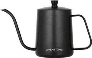 apexstone small pour over coffee kettle gooseneck, black pour over coffee kettle stainless steel, 20 oz coffee kettle
