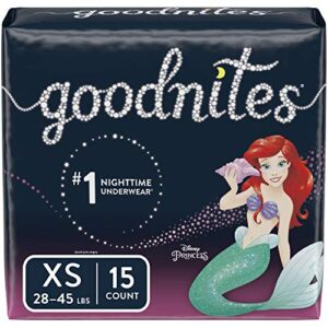goodnites bedtime bedwetting underwear for girls, xs, 15 ct. (packaging may vary)
