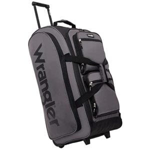 wrangler wesley rolling duffel bag, charcoal grey, large 30-inch