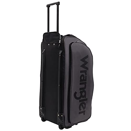 Wrangler Wesley Rolling Duffel Bag, Charcoal Grey, Large 30-Inch