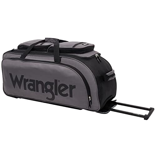 Wrangler Wesley Rolling Duffel Bag, Charcoal Grey, Large 30-Inch