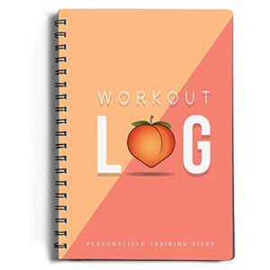 workout planner for daily fitness tracking & goals setting (a5 size, 6” x 8”, peachy pink), men & women personal home & gym training diary, log book journal for weight loss by workout log gym
