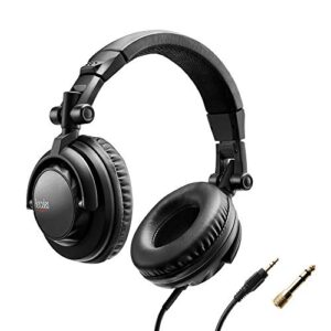 Hercules HDP DJ45: Closed-back headphones for DJs. Foldable, with pivoting earpieces and a 6.6-foot/2-meter cable