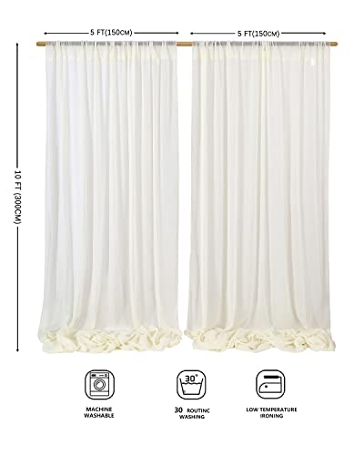 Ivory Chiffon Backdrop Curtain 10ftx10ft Birthday Party Backdrop Photography Backdrop Drapes for Wedding Arch Party Decorations