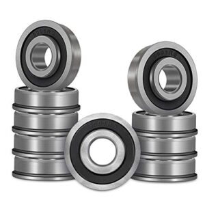 ID 1/2" x OD 1-1/8" Flanged Ball Bearings 10PCs for Lawn Mower, Wheelbarrows, Carts & Hand Trucks Wheel Hub, Alternative to MTD,12118 ＆ Rotary 324 Etc.