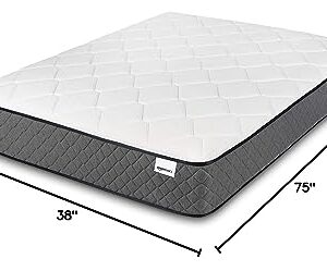 Amazon Basics Hybrid Mattress - Medium Feel - Memory Foam - Motion Isolation Springs - 12-Inch, Twin, White & Gray