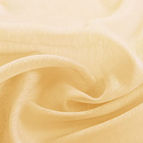 KOUFALL Yellow Sheer Curtains 84 Inches Long for Living Room Set 2 Grommet Faux Linen Soft Semi Transparent Voile Drape Window Sheer Curtains for Bedroom Boys 52x84 Length Solid Pair Bright Color