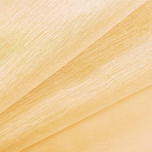 KOUFALL Yellow Sheer Curtains 84 Inches Long for Living Room Set 2 Grommet Faux Linen Soft Semi Transparent Voile Drape Window Sheer Curtains for Bedroom Boys 52x84 Length Solid Pair Bright Color