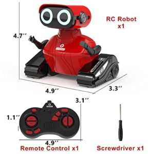 GILOBABY Robot Toys, Remote Control Robot Toy, RC Robots for Kids with LED Eyes, Flexible Head & Arms, Dance Moves and Music, Birthday Gifts for Girls Ages 3+ Years (Red)