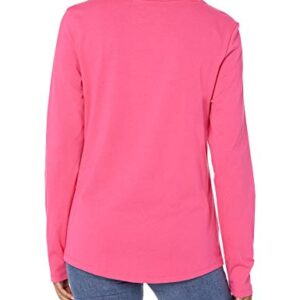 Amazon Essentials Women's Classic-Fit 100% Cotton Long-Sleeve Crewneck T-Shirt, Bright Pink, Medium