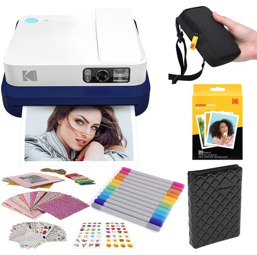 Kodak Smile Classic Digital Instant Camera with Bluetooth (Blue) Stickers Bundle