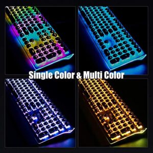 RK ROYAL KLUDGE S108 Typewriter Style Retro Mechanical Gaming Keyboard Wired with True RGB Backlit Collapsible Wrist Rest 108-Key Blue Switches Round Keycap - Black