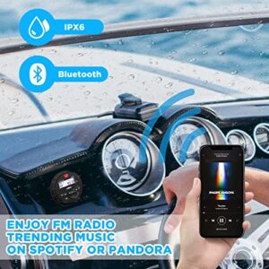velex Marine Stereo Speaker Package Bluetooth, MP3 USB AM FM Marine Stereo - 2 x 6.5 Inch Black Speakers, Antenna