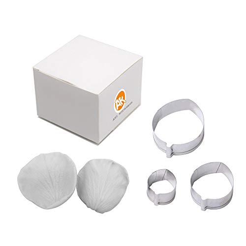 AK ART KITCHENWARE Sugarpaste Flower Veiner and Cutters Set Silicone Veining Molds Fondant Cake Decorating Tools for Bakery (Hydrangea Petal Vein)