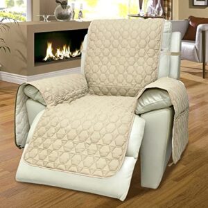 rbsc home recliner chair cover 30 inch beige recliner covers 100% waterproof anti-slip large recliner slipcovers for pets dogs cats washable protector(30" sand)