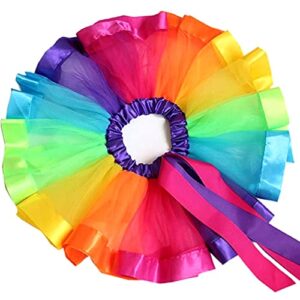 Faylapa 1970s 1980s Fancy Outfits Rainbow Costume Accessories Christmas tutu skirt for Santa Cosplay Christmas decoration Party (Rainbow Tutu)