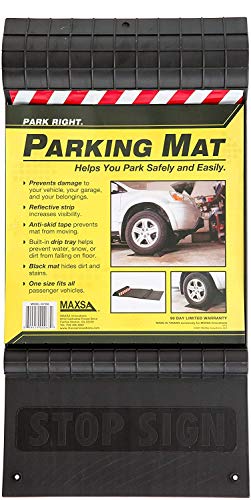 Maxsa 37358-RS Park Right Perfect Parking Self Adhesive Anti-skid Parking Mat for Cars and Trucks, 2” x 11” x 21.5” Black with Reflective Strip