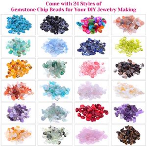 Crystal Beads for Ring Making 24 Colors, Cridoz Jewelry Gemstone Crystals Chips Drilled for Bracelet and Jewelry Making