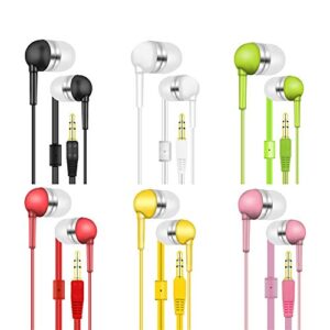 yfsfqs wholesale kids bulk earbuds headphones earphones for classroom, libraries, hospitals 10 pack 6 assorted colors individually bagged 10pack