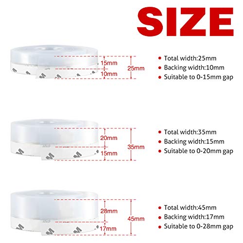 Weather Stripping Door Seal Strip,8M/26ft Door Strip Bottom for Doors Silicone Sealing Sticker Adhesive for Doors and Windows Gaps of Anti-Collision Silicone (25MM, Transparent)