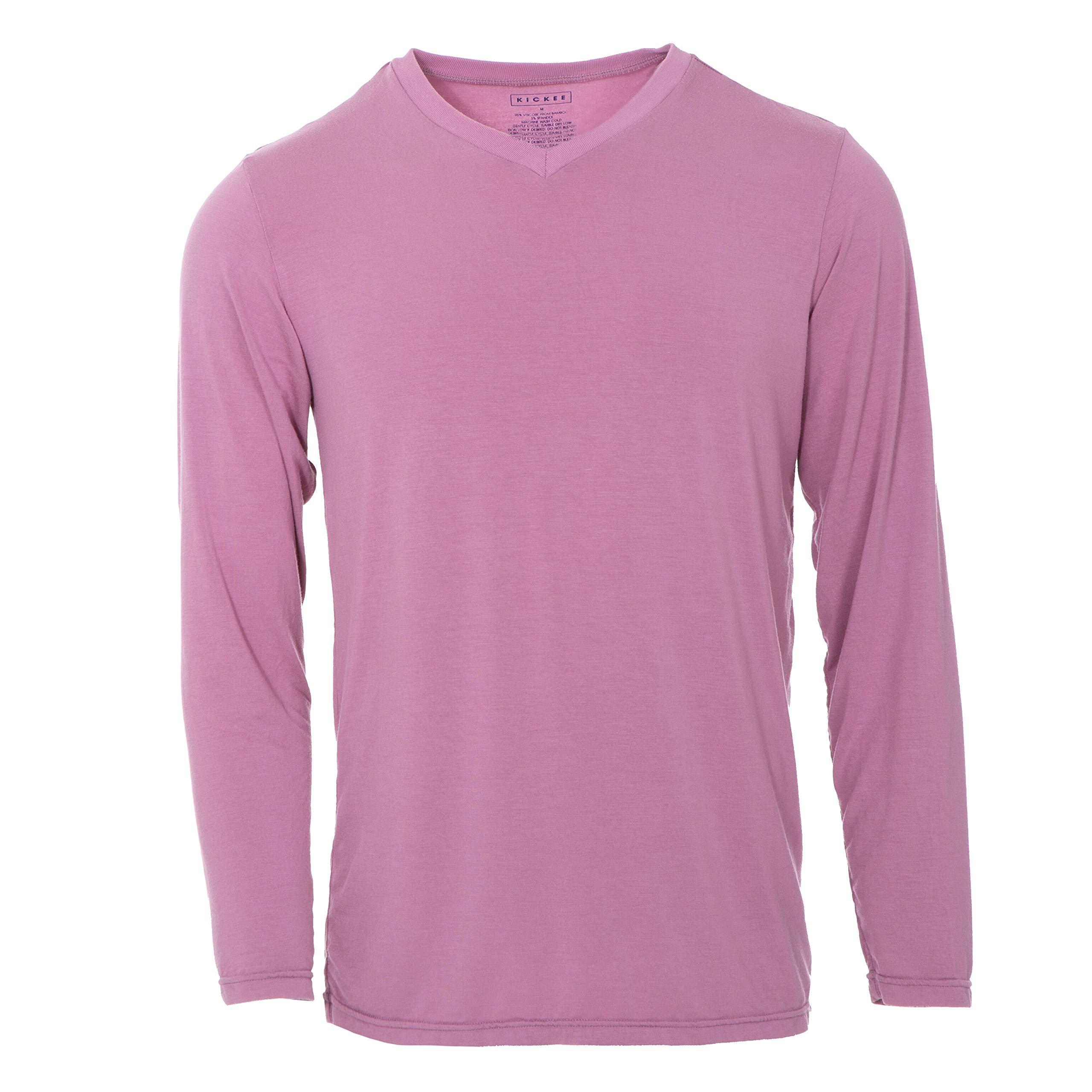 KicKee Menswear Solid Long Sleeve V-Neck Tee | Oceanography Collection | (L, Pegasus)