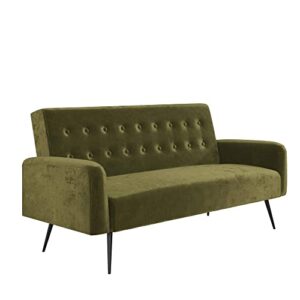 novogratz 2360979n z stevie, convertible sofa bed couch, green velvet futon