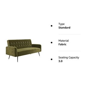 Novogratz 2360979N Z Stevie, Convertible Sofa Bed Couch, Green Velvet Futon