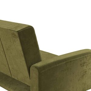 Novogratz 2360979N Z Stevie, Convertible Sofa Bed Couch, Green Velvet Futon