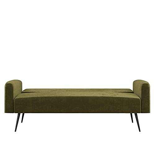 Novogratz 2360979N Z Stevie, Convertible Sofa Bed Couch, Green Velvet Futon