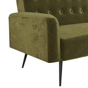 Novogratz 2360979N Z Stevie, Convertible Sofa Bed Couch, Green Velvet Futon