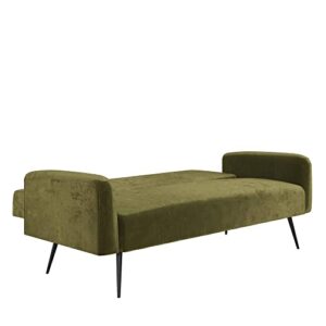 Novogratz 2360979N Z Stevie, Convertible Sofa Bed Couch, Green Velvet Futon