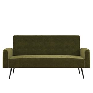 Novogratz 2360979N Z Stevie, Convertible Sofa Bed Couch, Green Velvet Futon