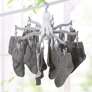 XIZHI Foldable Clip and Drip Hanger/Hanging Drying Rack - 16 Clips Socks Drying Rack for Drying Underwear Clothes,Socks,Bras,Towel,Pants,Hat,Grey